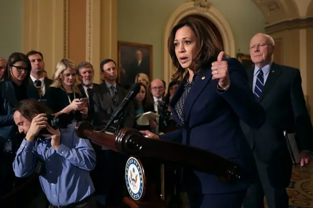 گفتگوی خانم هریس با رسانه‌ها در مجلس سنا آمریکا