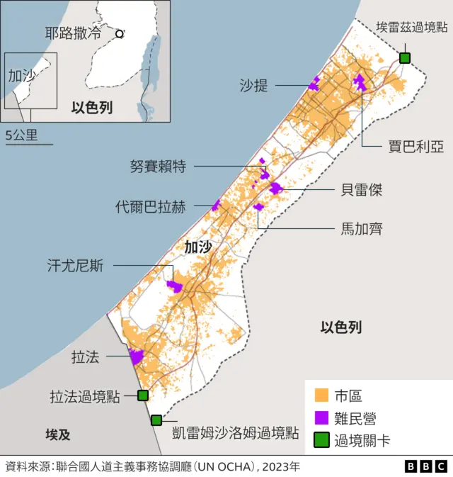 地圖：加沙地帶居民分佈