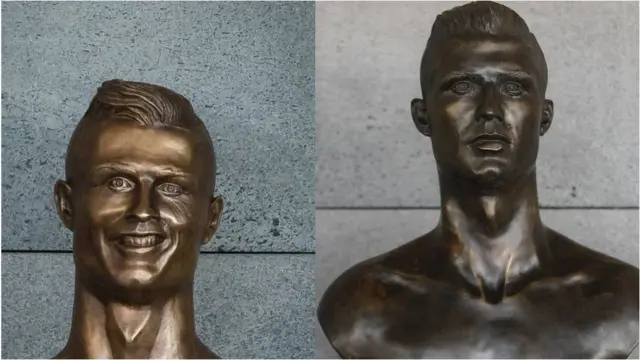 Sanamu ya kwanza (kushoto) na sanamu mpya