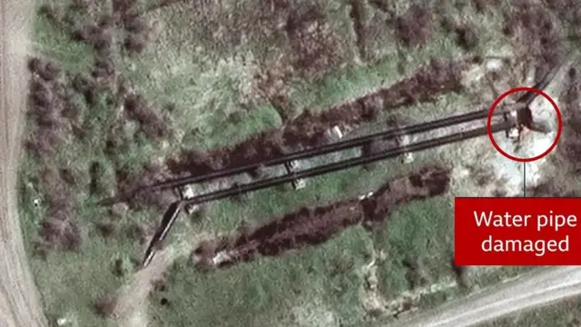 تضرر أنبوب الماء بين ميكولايف وخيرسون