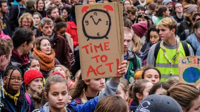 Thousands of people take part in a demontration on Climate Change, in Brussels, Belgium