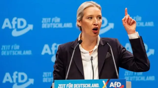 Alice Weidel, oo 46 jir ah, waa musharraxii ugu horeeyay ee AfD ee jagada Chancellor tan iyo markii xisbiga la sameeyay 2013.