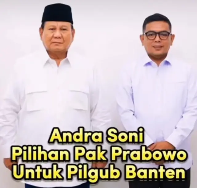 Tangkapan layar video dukungan Prabowo Subianto untuk Andra Soni