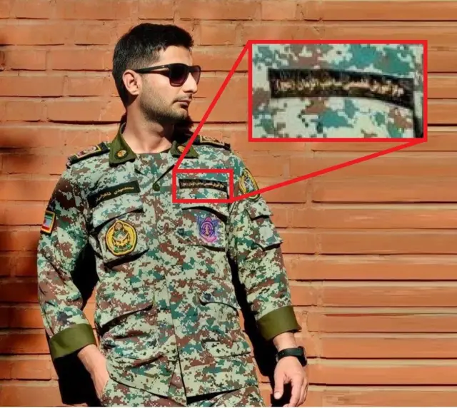 محمدمهدی شاهرخیفر که بر روی یونیفرم آرم قرارگاه مرکز آموزشهای تخصصی صاحب الزمان دیده میشود