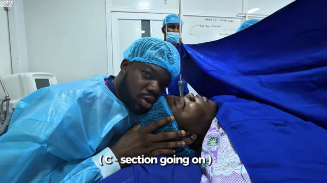 Cute Abiola wọ asọ ile iwosan fun yara iṣẹ abẹ, o de fila rẹ pẹlu, o gba ori iyawo rẹ to fẹ bimọ, to wa lori ibusun nile iwosan mu