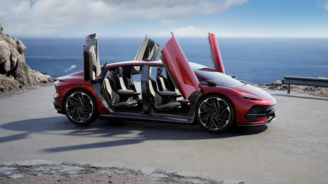 سدان اسپرت الکتریکی آئرا؛ چهار در آئرا رو به بالا باز می‌شود