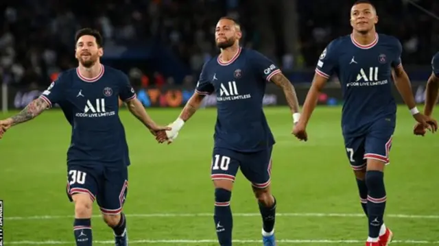 Messi Neymar and Mbappe