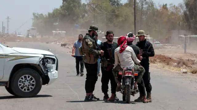 Control para ingresar a la ciudad de Suweida