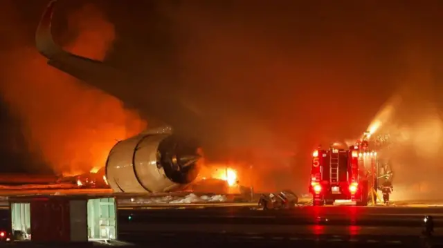 जापान एअरलाइन्सको विमानमा भएको आगलागी