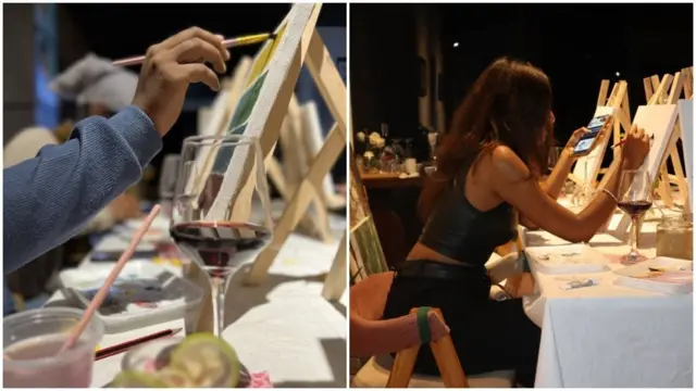 ኣብ ንጥፈታት 'ሲፕ ኤንድ ፔይንት' ዝሳተፉ ሰባት ምርጫኦም ይስእሉ