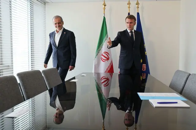 مکرون و پزشکیان در حاشیه مجمع عمومی سازمان ملل