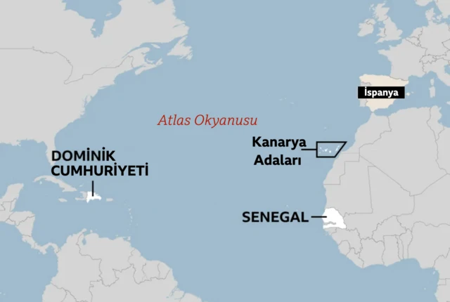 Tekne binlerce kilometre ötedeki Dominik açıklarında bulundu.