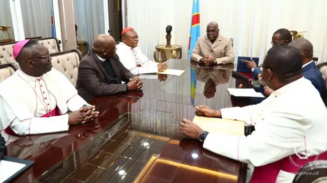 Perezida Tshisekedi yakiriye abakuru b'Abaporotestanti n'Abakuru b'Abagatolika muri DR Congo bamuzaniye 'umushinga wo gusohoka mu kaga'