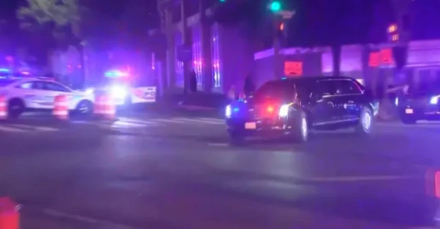 အရှိန်အဟုန်နဲ့ ထွက်ခွာလာတဲ့ သမ္မတ ထရမ့် ယာဉ်တန်း 