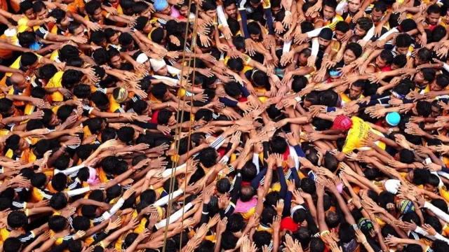 A crowd during one religious festival for India