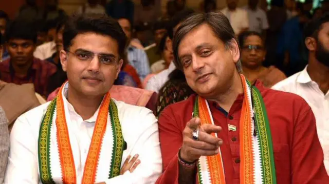 कांग्रेस नेता सचिन पायलट के साथ शशि थरूर
