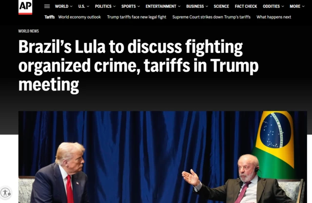 Para AFP, Lula discutirá combate ao crime organizado e tarifas em reunião com Trump