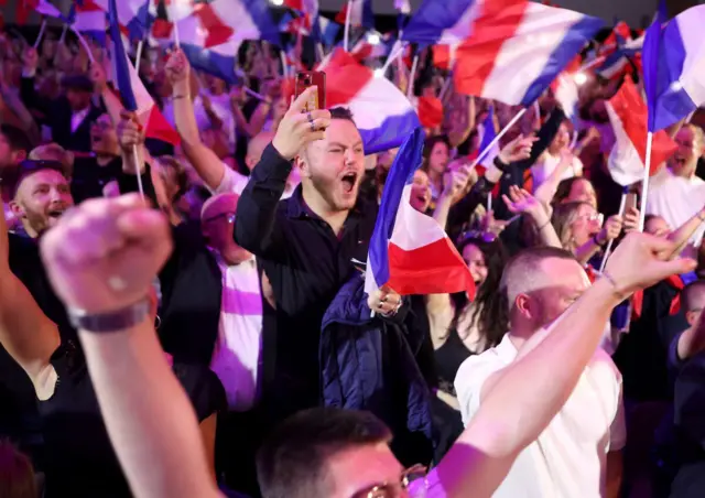 Le Pen supporters celebrate election results
