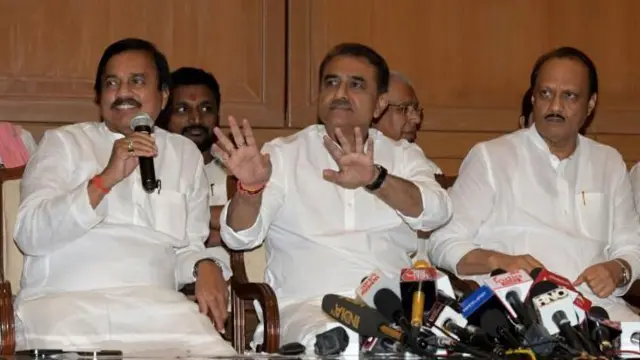 सुनिल तटकरे, प्रफुल्ल पटेल और अजित पवार (फाइल फोटो)