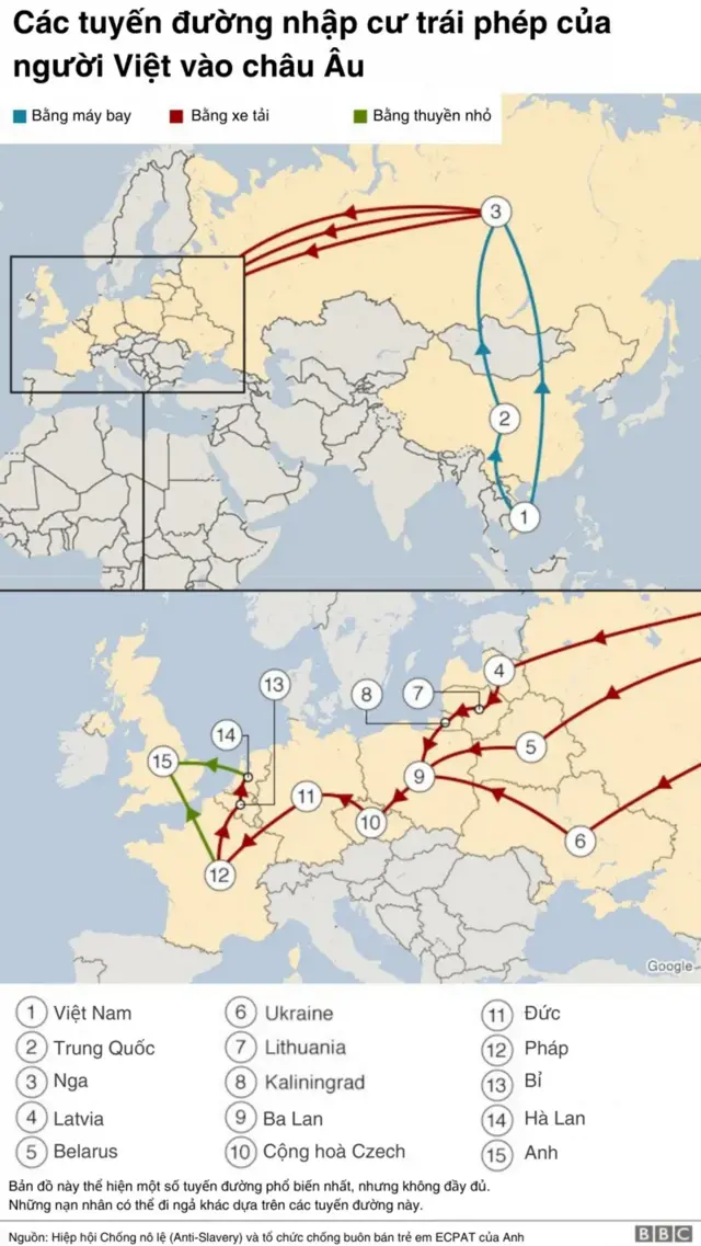 Tuyến đường nhập cư lậu của người Việt vào châu Âu 