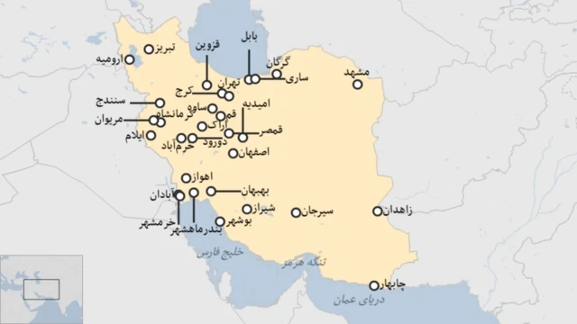 شهرهایی که در تاریخ ۲۵ آبان ۱۳۹۸ صحنه خیزش علیه افزایش قیمت بنزین بود