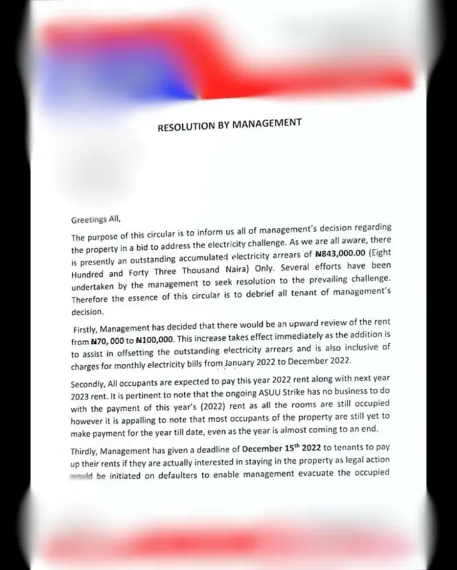 Akwụkwọ ozi onye nwe ụlọ degaara ụmụakwụkwọ ni n'ụlọ ya