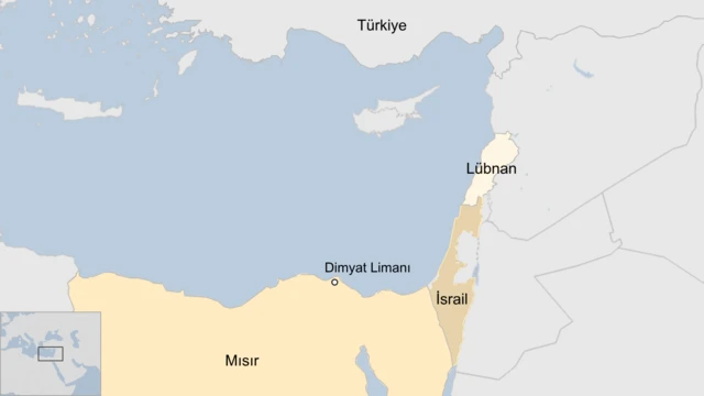 Dimyat Limanı'nı gösteren harita