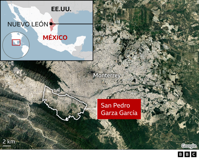 Mapa del lugar del accidente en México.