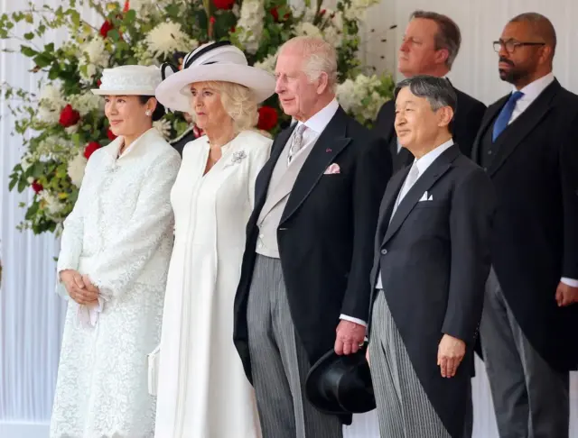 Ku wa kabiri, Umwami Charles n’Umwamikazi Camilla bakiriye Umwami w’Abami Naruhito n’umugore (Empress) Masako w’Ubuyapani mu muhango wa cyami n’akarasisi i London