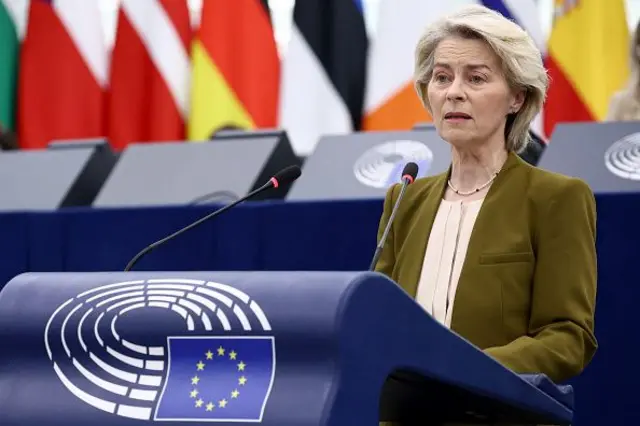 Голова Єврокомісії Урсула фон дер Ляйн виступає у Європарламенті