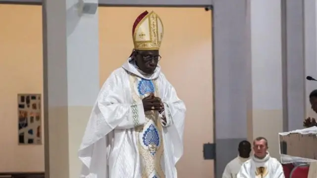 Guinean cardinal Robert Sarah attends a prayer at the Cathedral of Our Lady of Victories in Dakar
