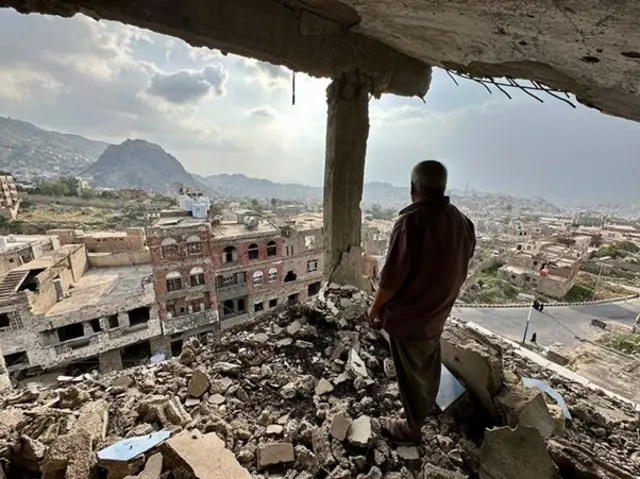 Shekara tara bayan fara yaƙin,za'a iya ganin ɓarnar da yaƙin yayiwa birnin Taiz