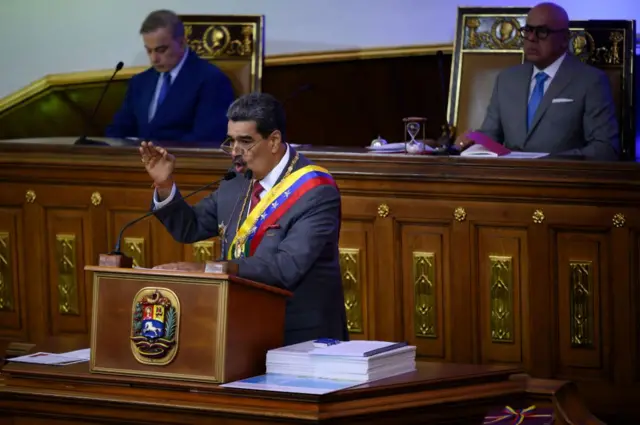 Maduro hablando en el Parlamento venezolano en 2023.