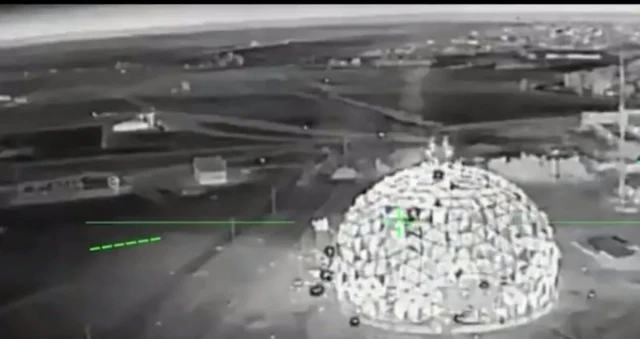 Съемка с дрона: подлет к куполу, защищающему РЛС