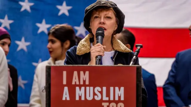 Sarandon en una protesta en 2019.