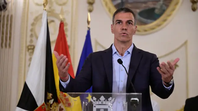 El presidente del Gobierno de España, Pedro Sánchez, durante una comparecencia en La Moncloa