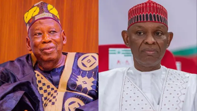 Tsohon gwamnan jihar Kano Abdullahi Ganduje da gwamnan Kano Abba Kabir Yusuf