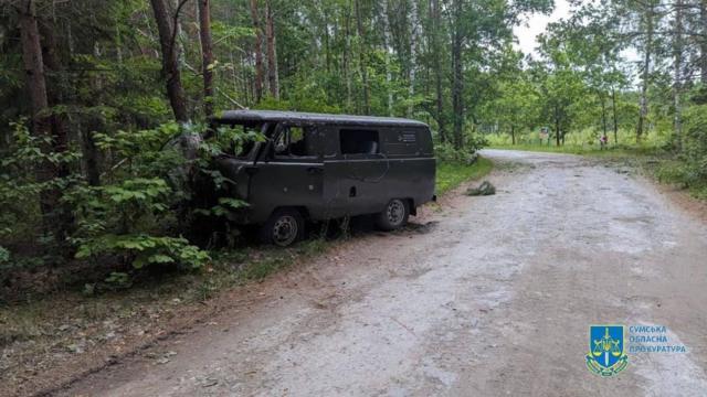 Розстріляна машина українських лісників на Сумщині