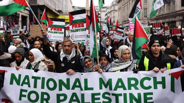 تظاهرات طرفداران فلسطینی‌ها در لندن