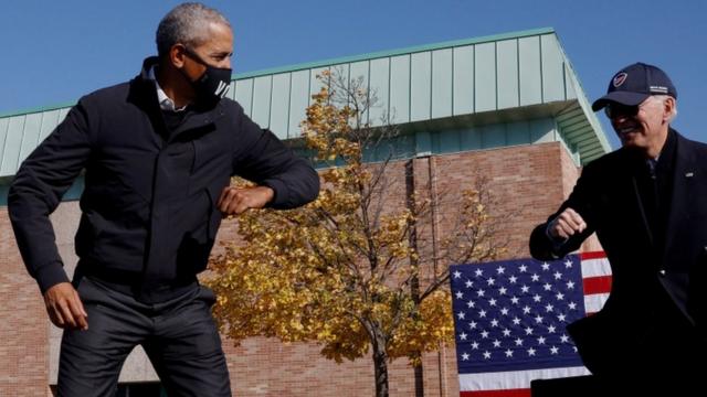 آقای اوباما در تجمع های روز شنبه در کنار جو بایدن ظاهر شد