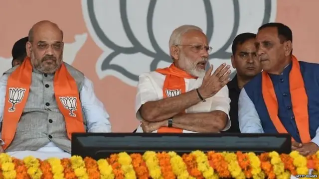 નરેન્દ્ર મોદી, અમિત શાહ અને વિજય રૂપાણી