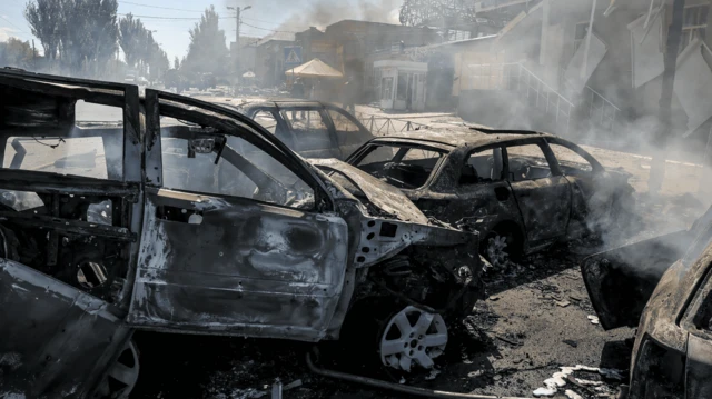 俄羅斯無人機襲擊烏克蘭頓涅茨克州（Donetsk region）前線城市德魯日基夫卡（Druzhkivka）一處市場的現場