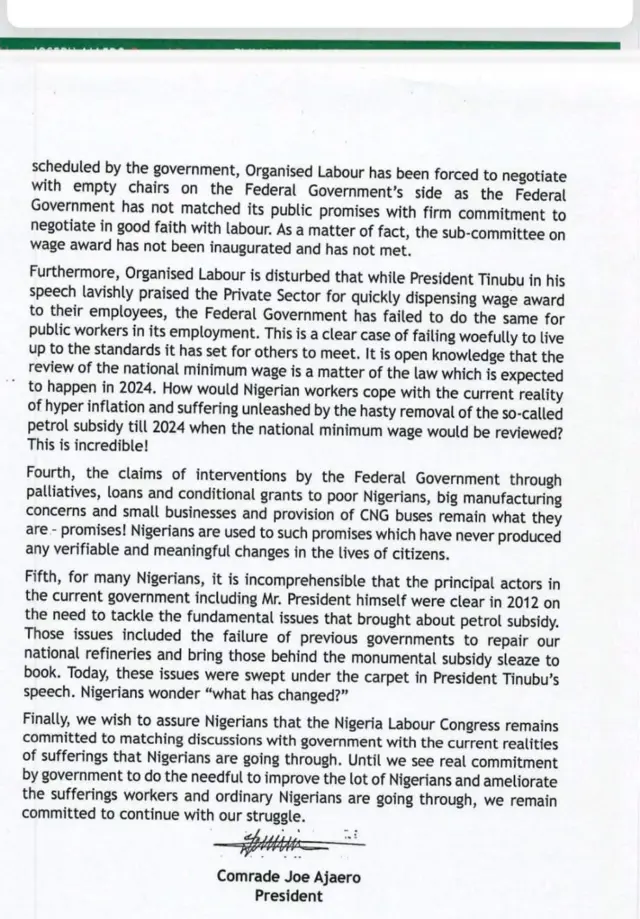 Aworan atẹjade ti NLC fi sita