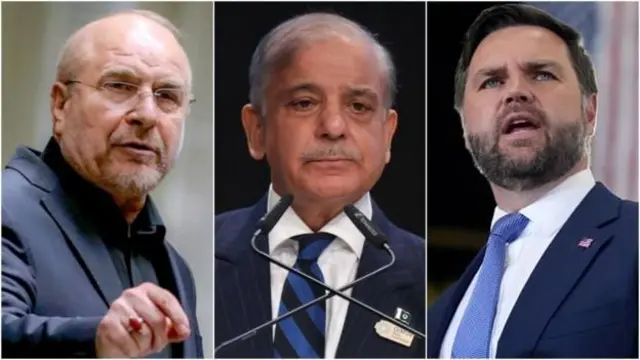 इरानका सभामुख, पाकिस्तानका प्रधानमन्त्री र अमेरिकाका उपराष्ट्रपतिको कोलाज गरिएको तस्बीर। 