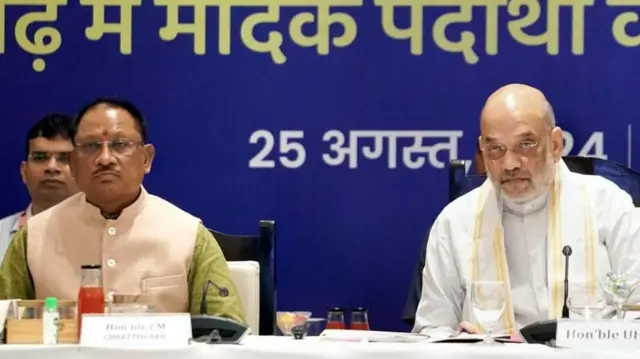 छत्तीसगढका मुख्यमन्त्री विष्णु देव साई र केन्द्रीय गृहमन्त्री अमित शाह