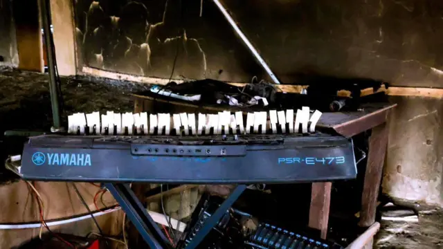 Inside one of di churches wey di jaguda pipo burn for Guyaku community for Adamawa State on April 26, 2026