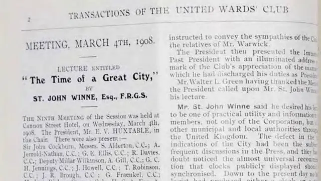 El artículo sobre la conferencia de St John Wynne en Transactions of the United Wards' Club