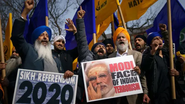 मोदी के ख़िलाफ़ खालिस्तान समर्थकों का प्रदर्शन