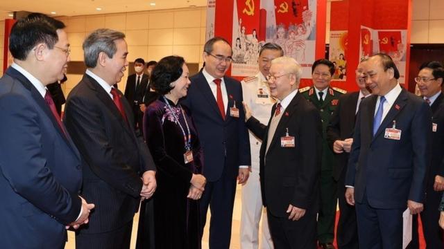 Tổng bí thư Nguyễn Phú Trọng và các đại biểu tại Đại hội ngày 28/01