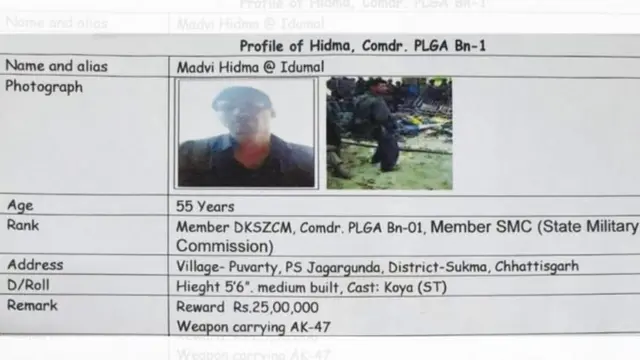 নিরাপত্তা বাহিনীর নথিতে হিডমালুর 'প্রোফাইল'